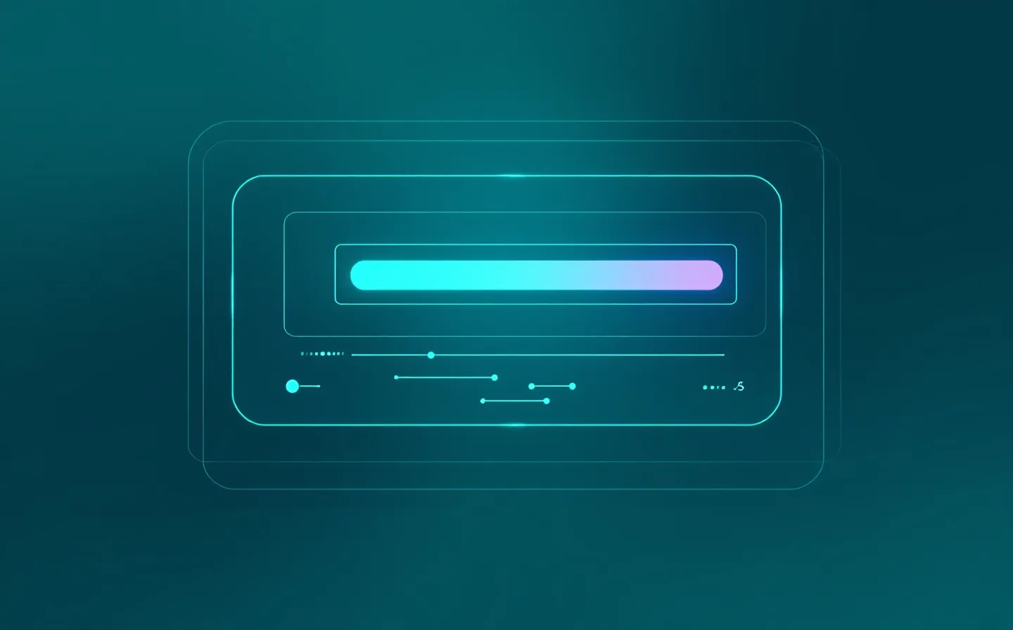 A clean AI-intelligence panel illustration with a cyan confidence-meter track, a violet threshold node, and abstract disclosed metric and signal-flow glyphs, on a deep spruce-teal ground